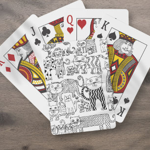 Plezierige speelse katten zwart-wit patroon pokerkaarten
