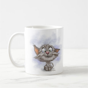 Plezierige tabby poes cartoon koffiemok