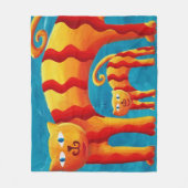 Plezierige trendy grillige gebogen kat en kitten fleece deken (Voorkant)