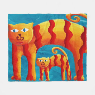 Plezierige trendy  Whimsical gebogen kat en kitten Fleece Deken