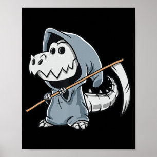 Plezierige TRex Skelet Dino Grim Reaper Dinosaur H Poster