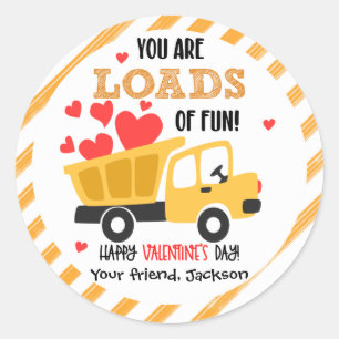 Plezierige Valentijnstickers met vrachtwagen Ronde Sticker