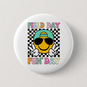Plezierige Veld Dag Glimlach Gezicht Leraar Kinder Ronde Button 5,7 Cm
