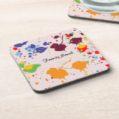 Plezierige verf druppels kleurrijke lente familien bier onderzetter (Linkerzijde)