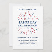 Plezierige vuurwerk Rode Witte Blauwe Labor Day-vi Kaart (Voorkant)