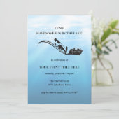 Plezierige waterski- en wakeboardfeestje aan het m kaart (Staand voorkant)