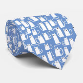 Plezierige Witte Kat Blauw Stropdas (Opgerold)