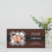 Plezierige zebra lijst kerst fotokaart. feestdagenkaart (Staand voorkant)