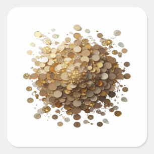 Plezierige Zilveren GOUDEN MUNT EXPLOSIE Knutselst Vierkante Sticker