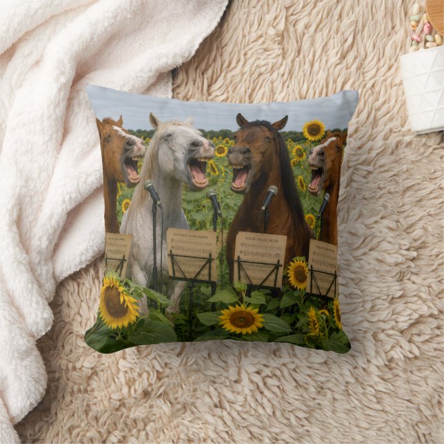 Plezierige zingende paarden kussen! kussen (Deken)