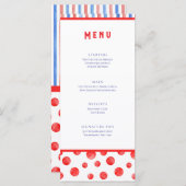 Plezierige Zomer Rood Blauw Evenementen Menu Plat  (Voorkant / Achterkant)