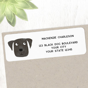 Plezierige Zwarte Hond Gepersonaliseerd Retouradre Etiket