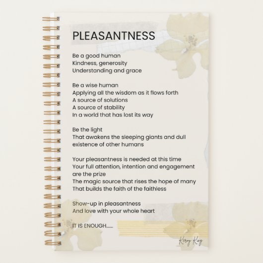 Plezierigheid Inspirerend gedicht geschreven woord Planner (Voorkant)