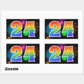 Plezierlijke Vuurwerk + Regenboog Patroon "24" Eve Rechthoekige Sticker (Vel)