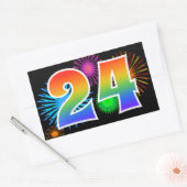 Plezierlijke Vuurwerk + Regenboog Patroon "24" Eve Rechthoekige Sticker (Envelop)