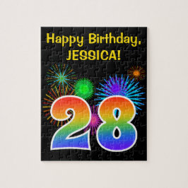 Plezierlijke Vuurwerk + Regenboog Patroon "28" Ver Legpuzzel