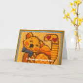 Pleziertijd Happy Cat Birthday! Kaart (Gele Bloem)