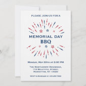 Pleziervuurwerk Rood Wit Blauw Memorial Day BBQ Kaart (Voorkant)
