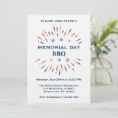 Pleziervuurwerk Rood Wit Blauw Memorial Day BBQ Kaart (Staand voorkant)