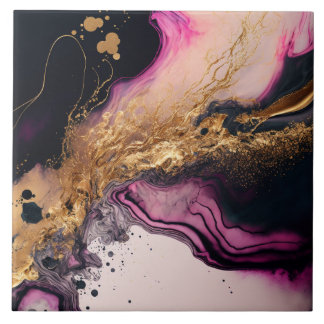 Plink Zwart Goud Glitter Gemarmerde Agaat Keramiek Tegeltje