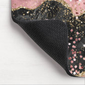 Plink Zwart Goud Glitter Gemarmerde Agaat Muismat (Hoek)