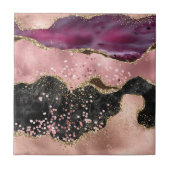 Plink Zwart Goud Glitter Gemarmerde Agaat Tegeltje (Voorkant)