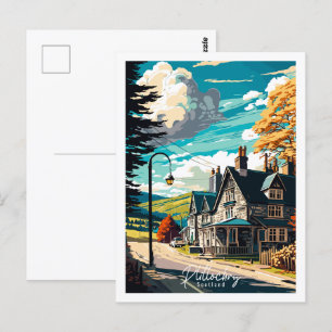 Plitlochry Schotland vintage reisillustratie Briefkaart