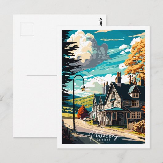 Plitlochry Schotland vintage reisillustratie Briefkaart (Voorkant / Achterkant)