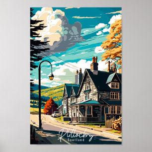 Plitlochry Schotland vintage reisillustratie Poster