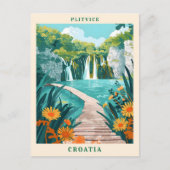 Plitvice Kroatië Elegante Kunst Vintage Reizen Briefkaart (Voorkant)