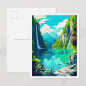 Plitvice Kroatië vintage reisillustratie Briefkaart (Voorkant / Achterkant)