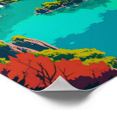 Plitvice Lake Kroatië vintage reisillustratie Poster (Hoek)