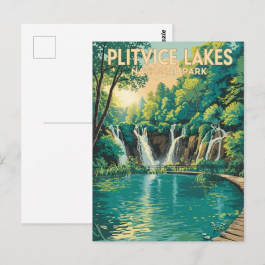 Plitvice Lakes National Park Illustration Travel Briefkaart (Voorkant / Achterkant)