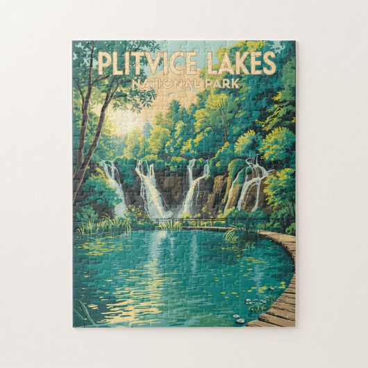 Plitvice Lakes National Park Illustration Travel Legpuzzel (Verticaal)