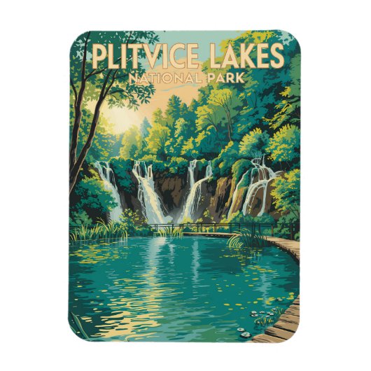 Plitvice Lakes National Park Illustration Travel Magneet (Verticaal)