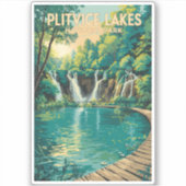 Plitvice Lakes National Park Illustration Travel Sticker (Voorkant)