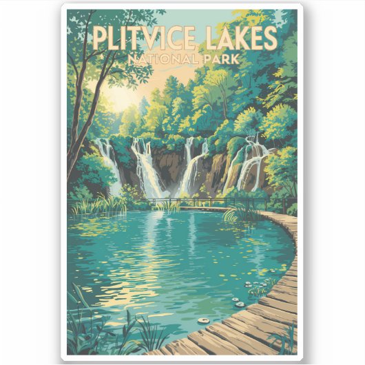 Plitvice Lakes National Park Illustration Travel Sticker (Voorkant)