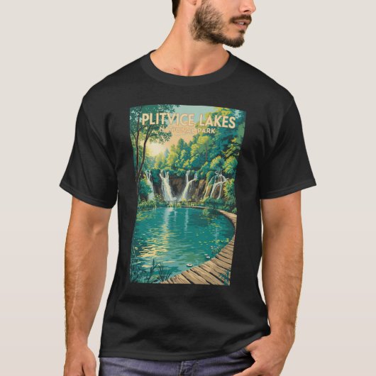 Plitvice Lakes National Park Illustration Travel T-shirt (Voorkant)