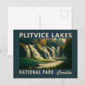 Plitvice Lakes National Park Kroatië Waterverf Briefkaart (Voorkant / Achterkant)