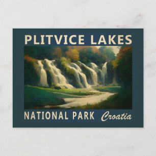 Plitvice Lakes National Park Kroatië Waterverf Briefkaart