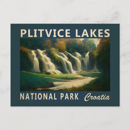 Plitvice Lakes National Park Kroatië Waterverf Briefkaart (Voorkant)