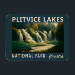 Plitvice Lakes National Park Kroatië Waterverf Magneet<br><div class="desc">Plitvice maakt het ontwerp van de waterverf. Het park is in 1949 opgericht en bevindt zich in het bergachtige karstgebied van Midden-Kroatië, aan de grens met Bosnië-Herzegovina.</div>