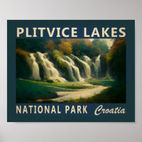 Plitvice Lakes National Park Kroatië Waterverf