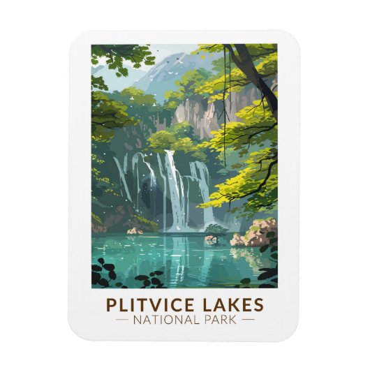 Plitvice Lakes National Park Reizen Kunst Vintage Magneet (Verticaal)