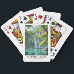 Plitvice Lakes National Park Reizen Kunst Vintage Pokerkaarten<br><div class="desc">Plitvice Lakes vector artwork ontwerp. De meren in het park worden gescheiden door natuurlijke travertijndammen,  die ontstaan doordat water in dunne lagen over drempels stroomt.</div>