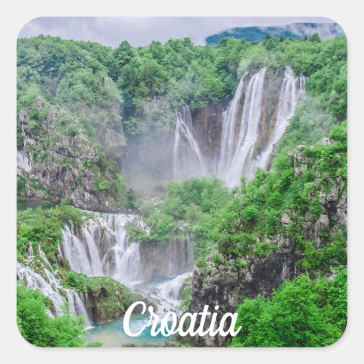 Plitvice lakes watervalplein-sticker vierkante sticker (Voorkant)