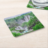 Plitvice lakes watervalvierkant papier onderzetter (Schuin)