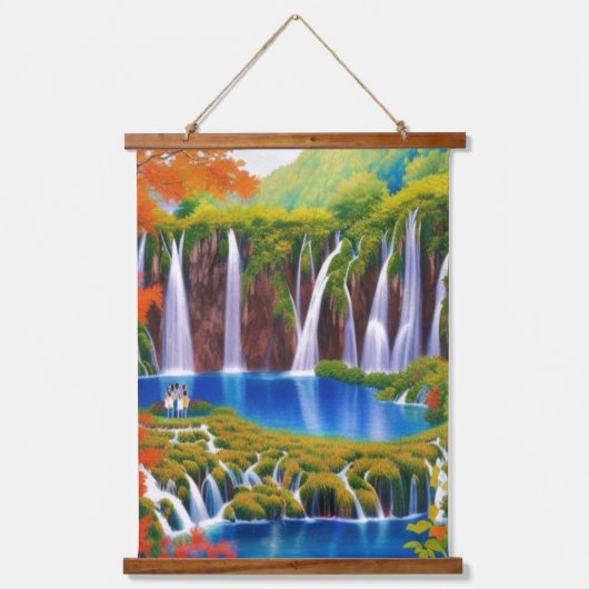 Plitvice Meren, Kroatië Watervallen in Herfst Art Hangend Wandkleed (Voorkant)