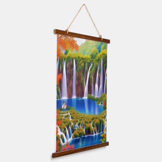 Plitvice Meren, Kroatië Watervallen in Herfst Art Hangend Wandkleed (Gebogen)