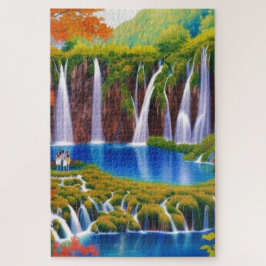 Plitvice Meren, Kroatië Watervallen in Herfst Art Legpuzzel
